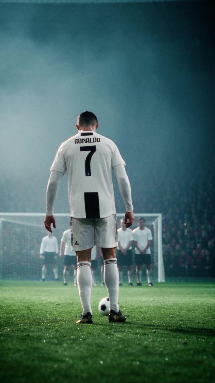 Ronaldo di spalle con la maglia della Juventus
